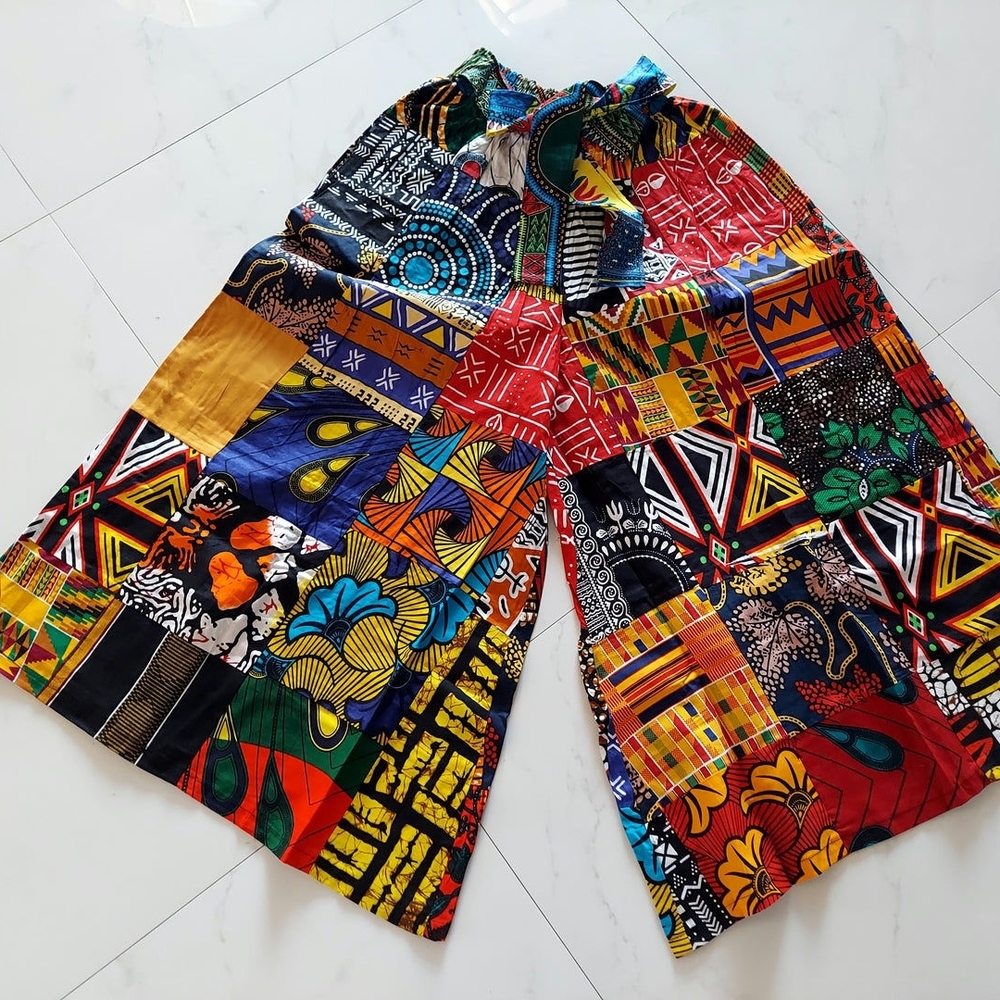 Colorful Patchwork Wide-Leg Pants - Picture 5 of 5